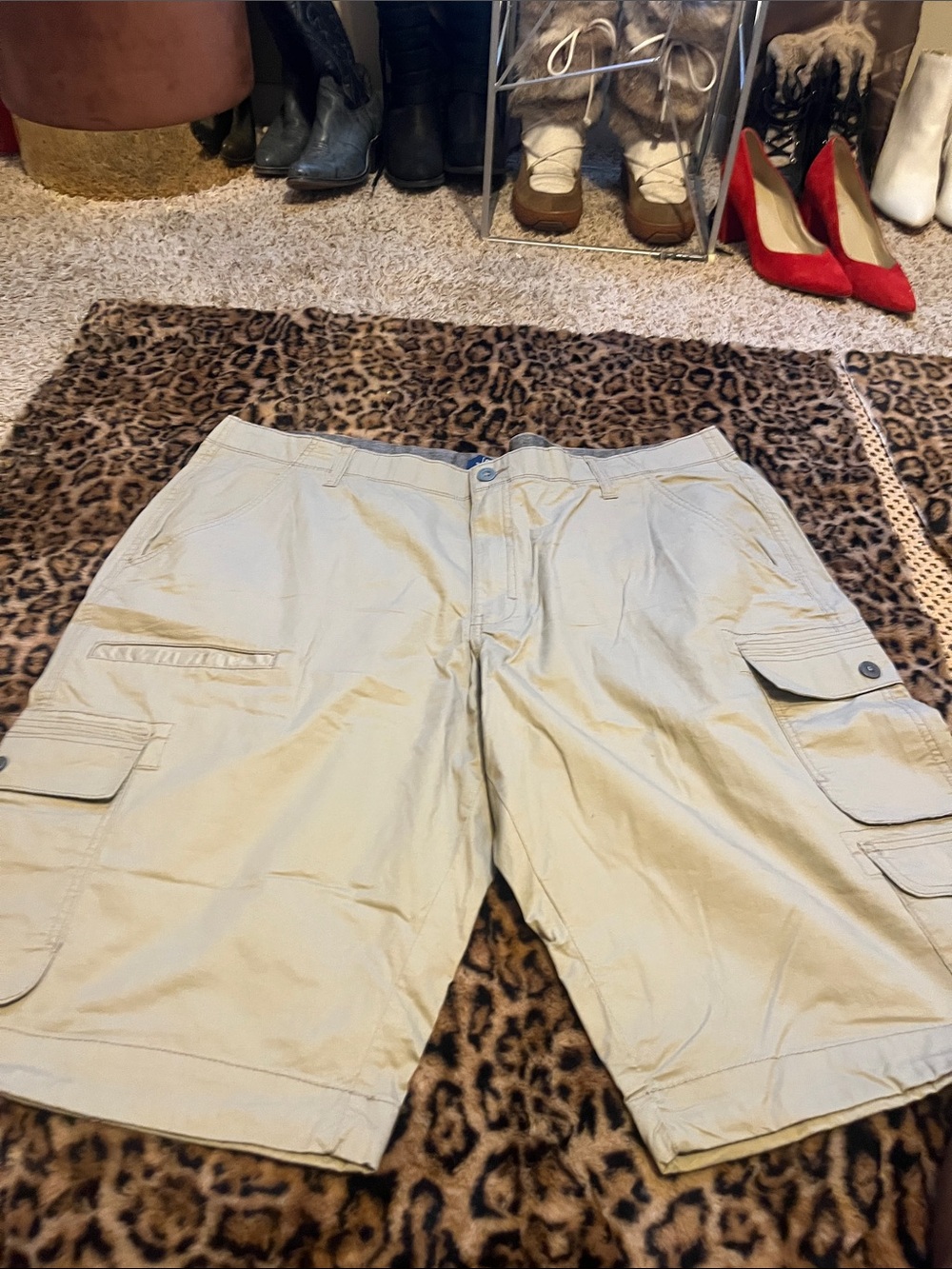 George Tan Cargo Shorts with Multiple Pockets